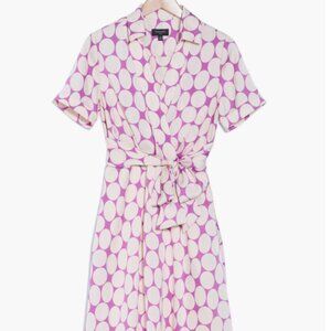Tahari Polka Dot Short Sleeve Wrap Shirtdress